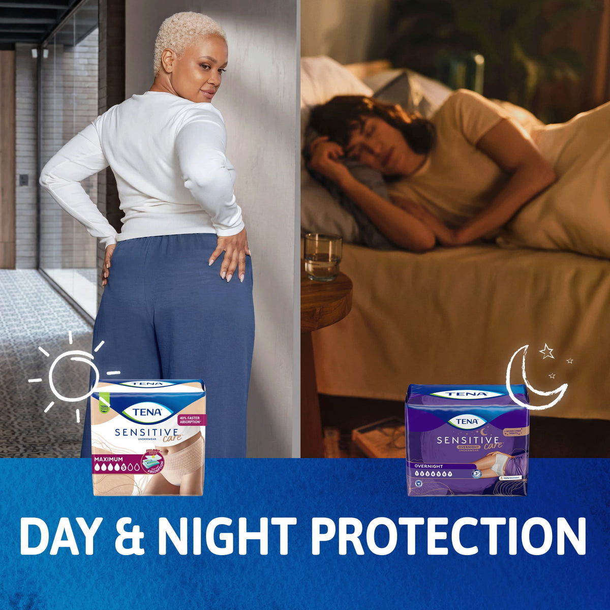 TENA Sensitive Care Underwear for Women Maximum, XL, 72 Count (Waist Size 45in-58in)