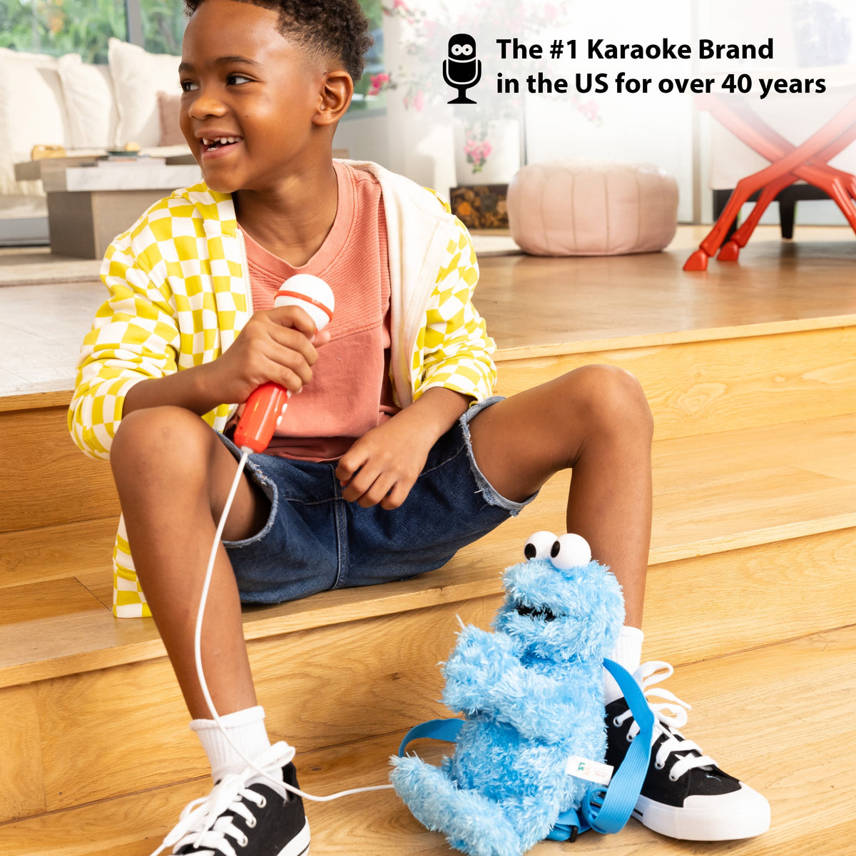 Singing Machine Kids, Sesame Street Karaoke Plush Backpack with built-in microphone and straps, Cookie Monster