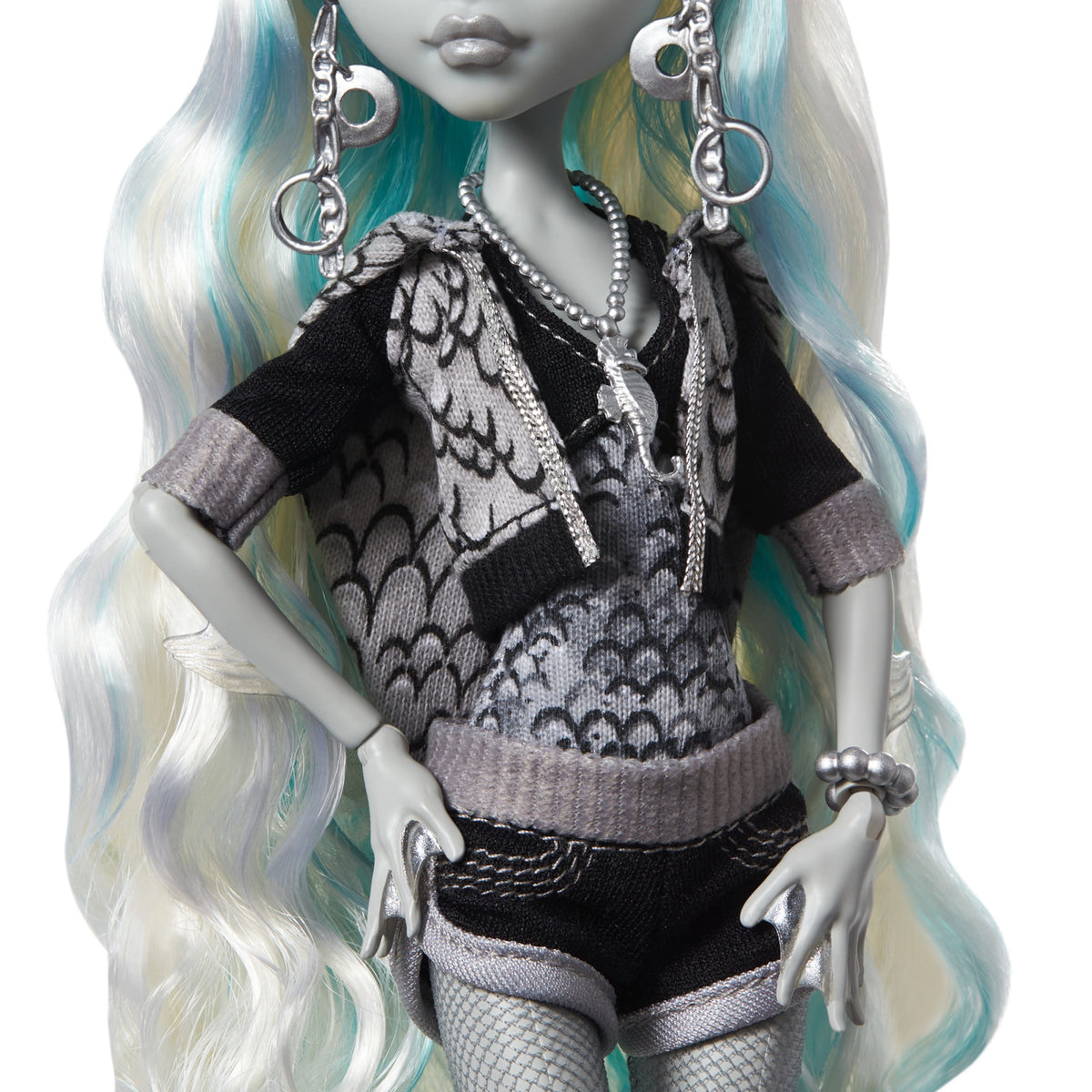 Monster High Reel Drama Lagoona Blue Collector Doll in Black and White, Reproduction with Poster