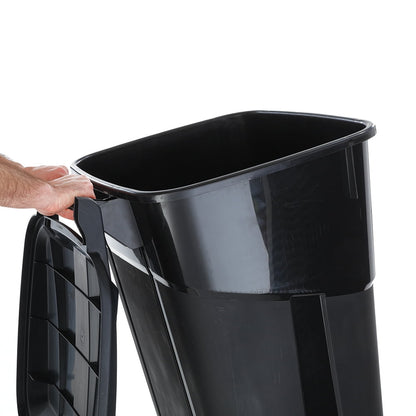 Hyper Tough 32 Gallon Wheeled Plastic Garbage Can with Attached Lid, Black