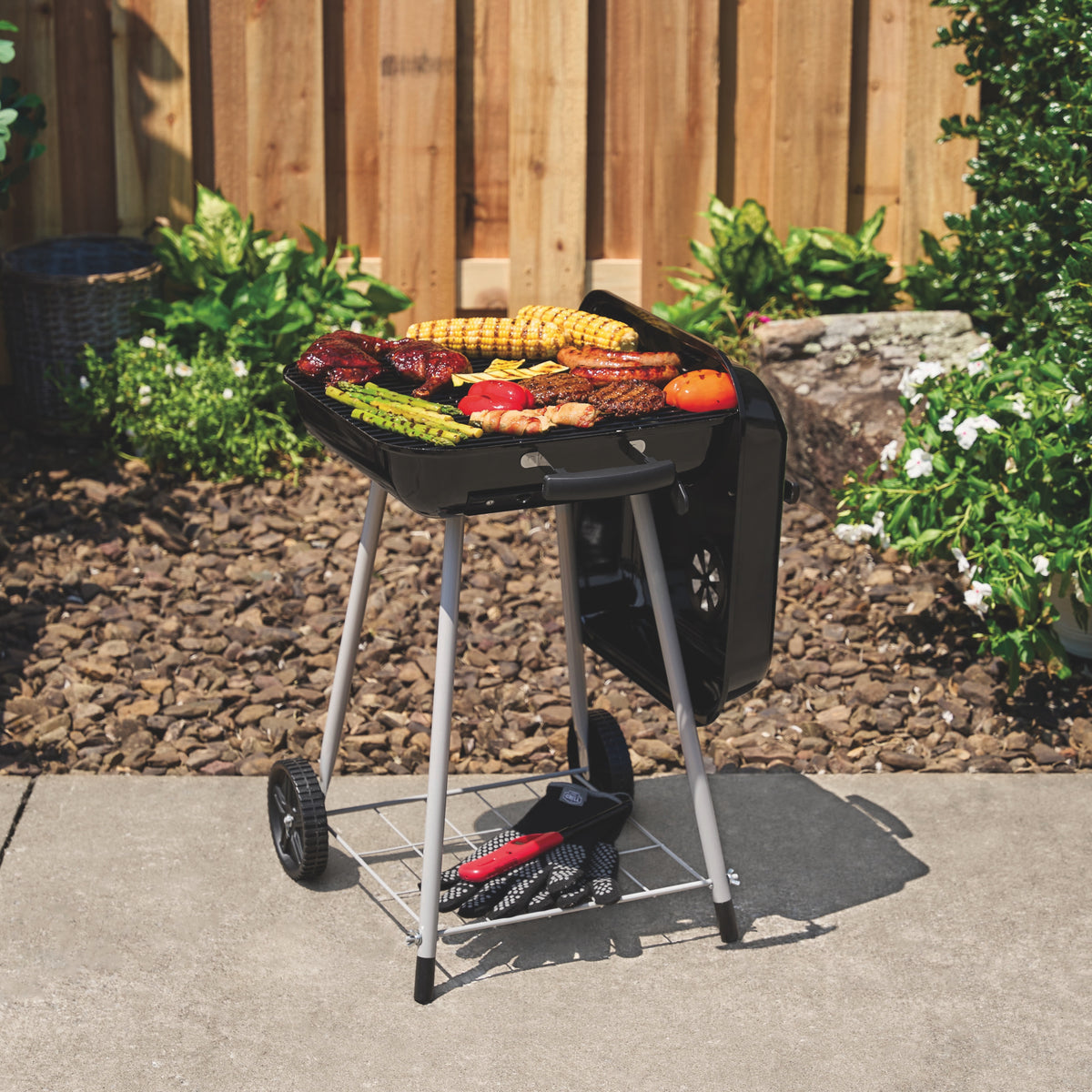 Expert Grill 17.5 Inch Charcoal Grill with Wheels and Adjustable Dampers