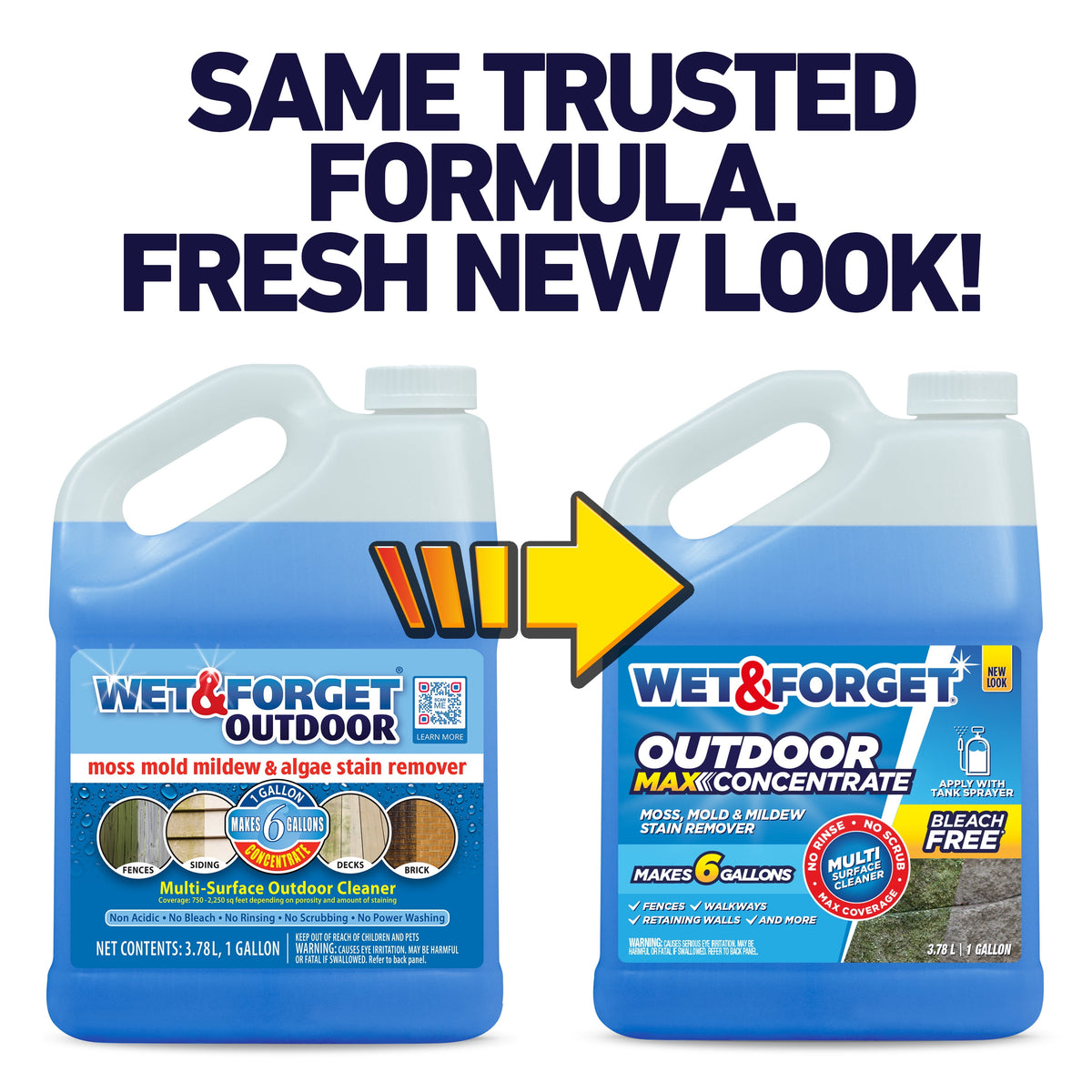Wet & Forget Outdoor MAX Moss, Mold, Mildew, and Algae Stain Remover Concentrate, 128 oz