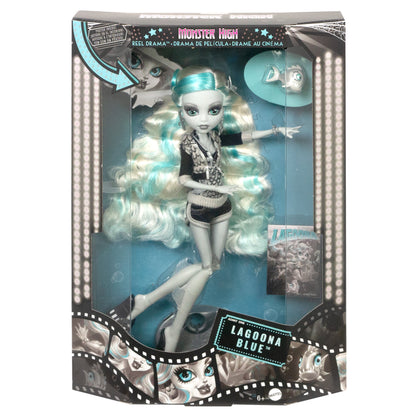 Monster High Reel Drama Lagoona Blue Collector Doll in Black and White, Reproduction with Poster
