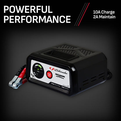 Schumacher Electric 10A Car Battery Charger and Maintainer, 2-in-1 Solution, 12V Sport, Auto, and Marine Batteries, SC1282