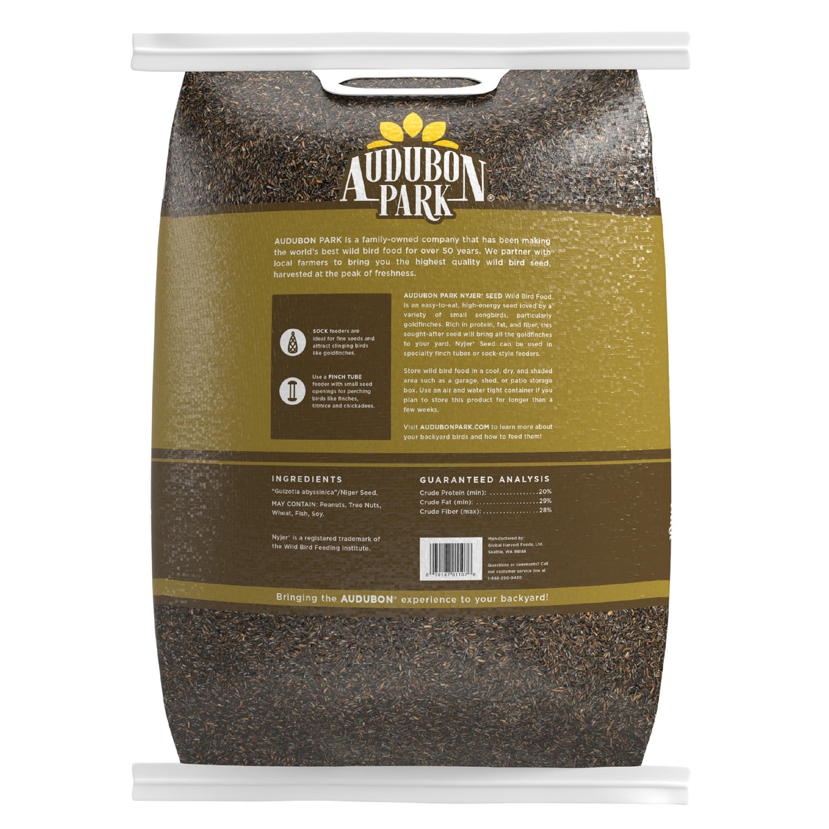 Audubon Park Nyjer Seed Wild Bird Food, Dry, 1 Count per Pack, 15 lb. Bag