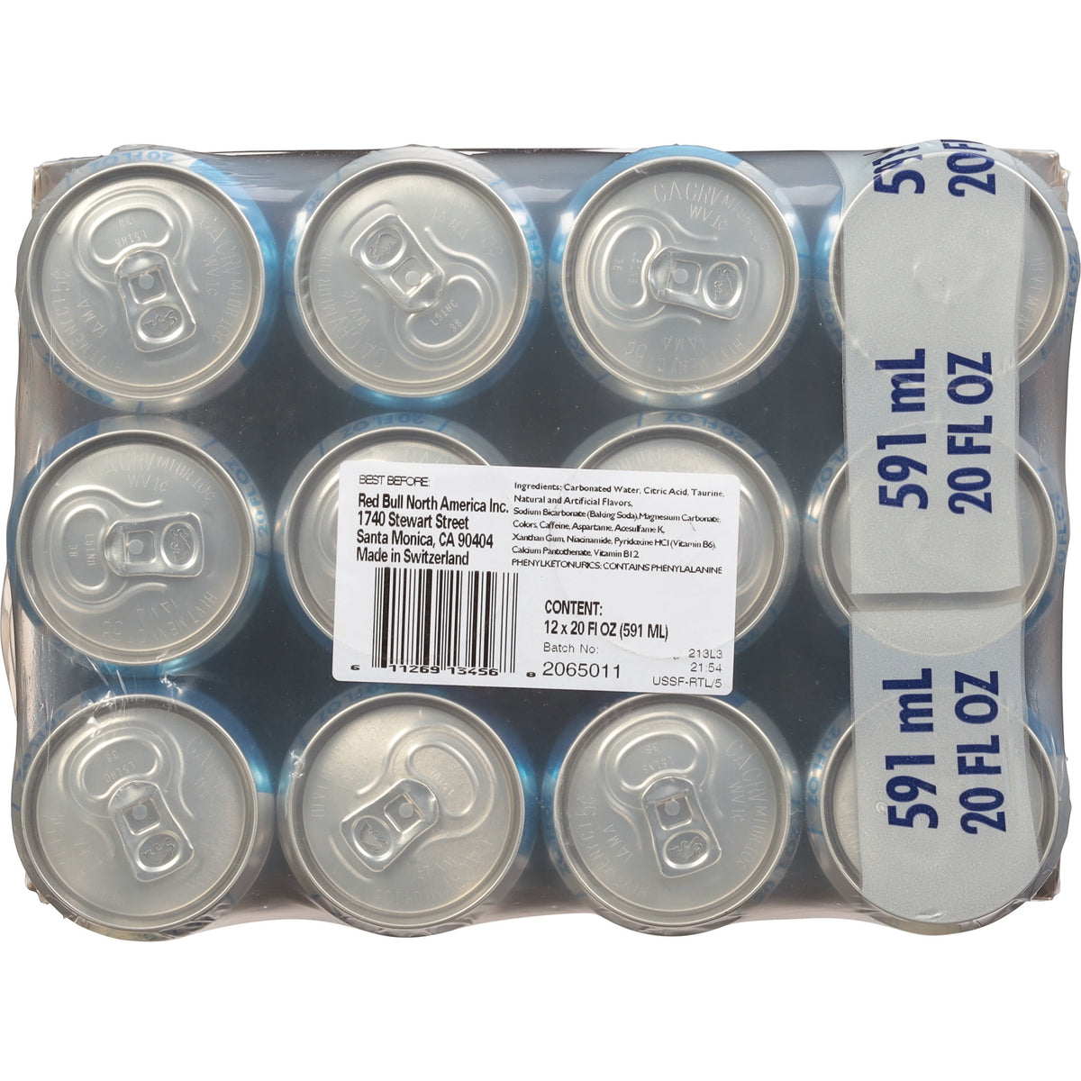 Red Bull Sugarfree Energy Drink, 20 fl. oz., Pack of 12 Cans, 189mg Caffeine, Taurine & B Vitamins