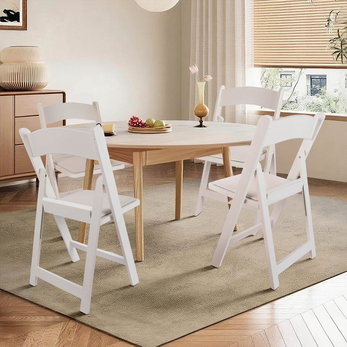 Mainstays Banquet Padded Resin Folding Chair, White, Set of 2