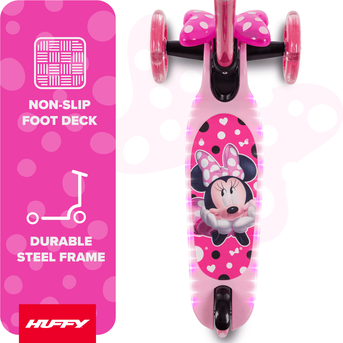 Huffy Disney Minnie Mouse Light-Up Toddler Scooter, Ages 3+, Pink, Girls