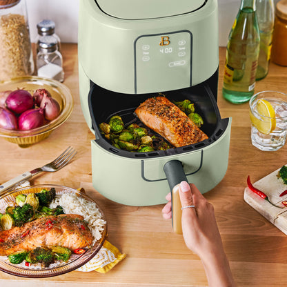 Beautiful 3 Qt Air Fryer with TurboCrisp Technology, EverGood Ceramic Nonstick Coating, Sage Green by Drew Barrymore