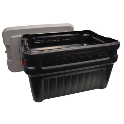 Rubbermaid 24 Gallon Action Packer Storage Bin, Heavy Duty Plastic, Lockable, Black, Included Lid