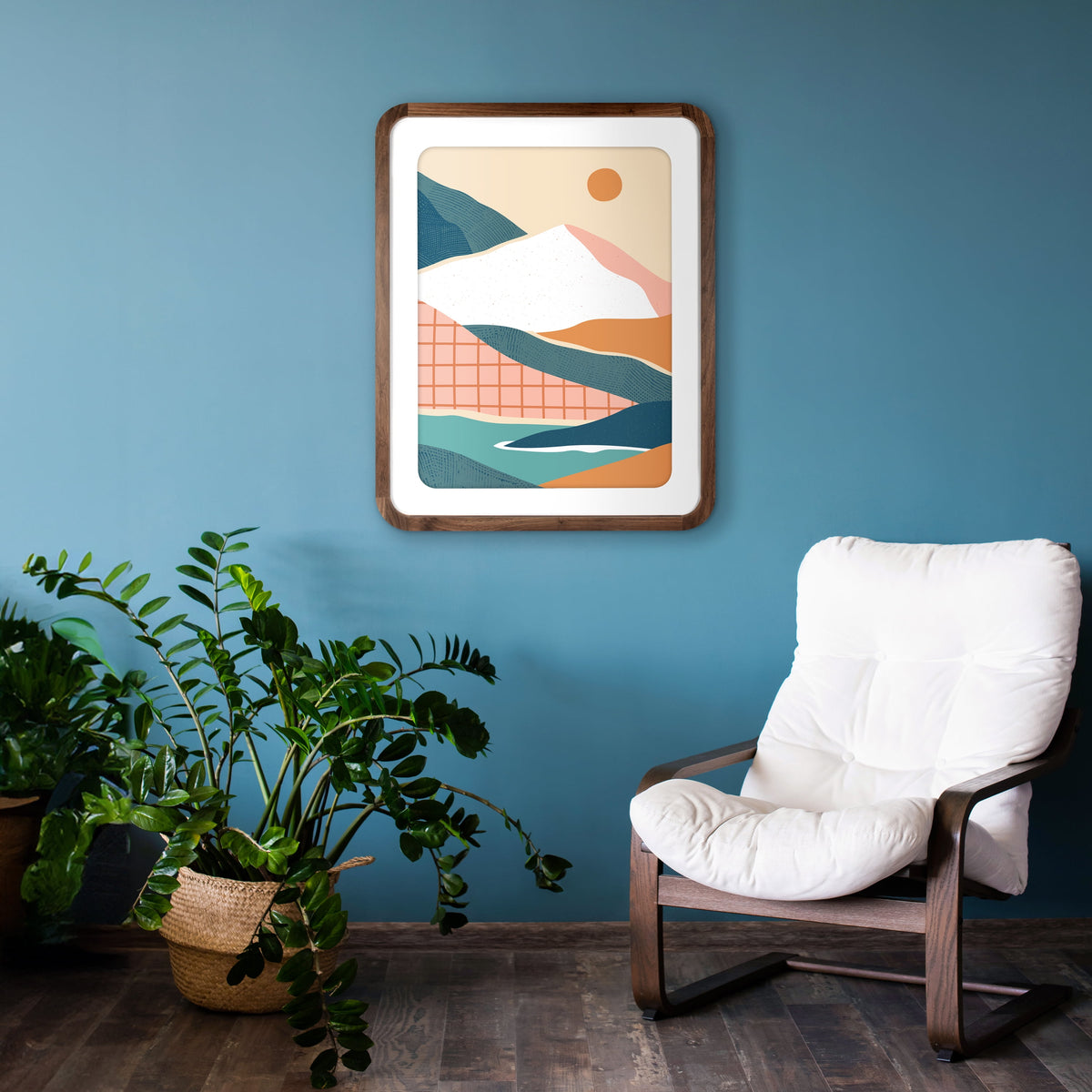 Mainstays Rounded Corner Poster Frame, 22 x 28, Fits 18 x 24 with Mat, Walnut Woodgrain
