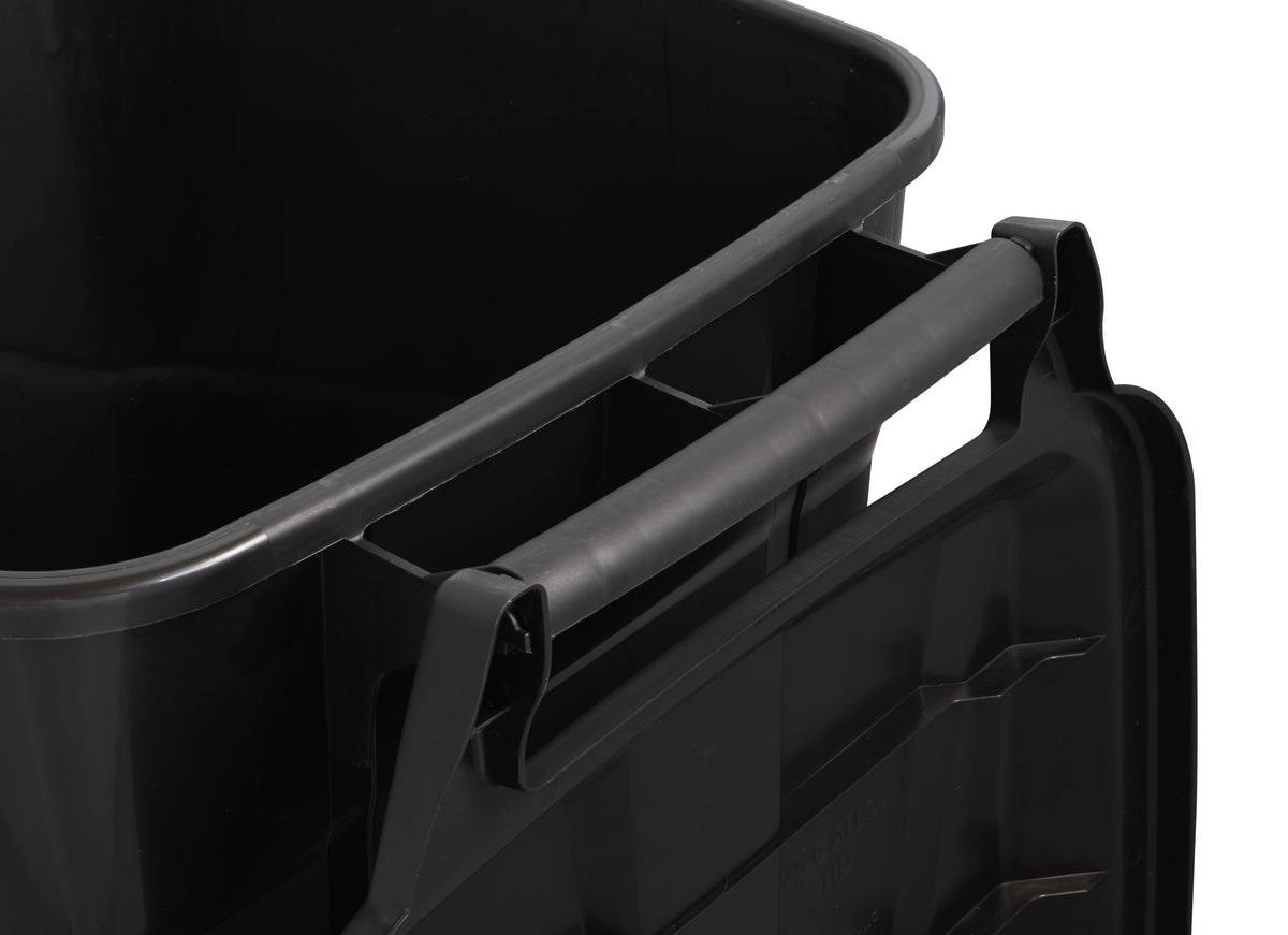 Hyper Tough 45 Gallon Wheeled Heavy Duty Plastic Garbage Can with Attached Lid, Black