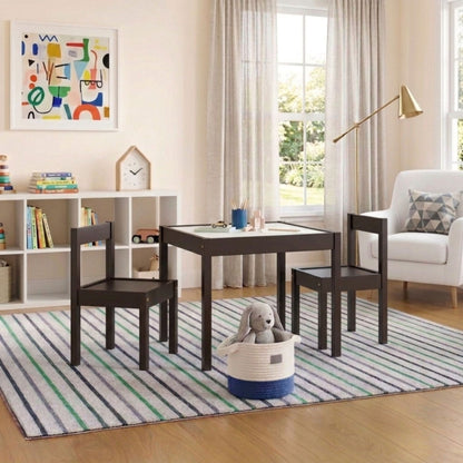 Mainstays Kids 3-Piece Dry Erase Activity Table and Chair Set for Learning, Drawing & Creative Play, Espresso