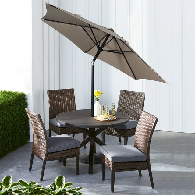 Mainstays 7.5ft Market Outdoor Umbrella with Push-Up Lift and 3-Angle Tilt in Tan