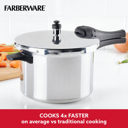 Farberware 6 qt Aluminum Stovetop Pressure Cooker, Induction Compatible, Silver