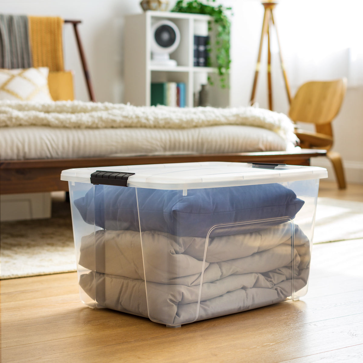 IRIS 60 Qt. Plastic Storage Bins with Lids, Stackable Storage Containers, Totes, 4 Pack