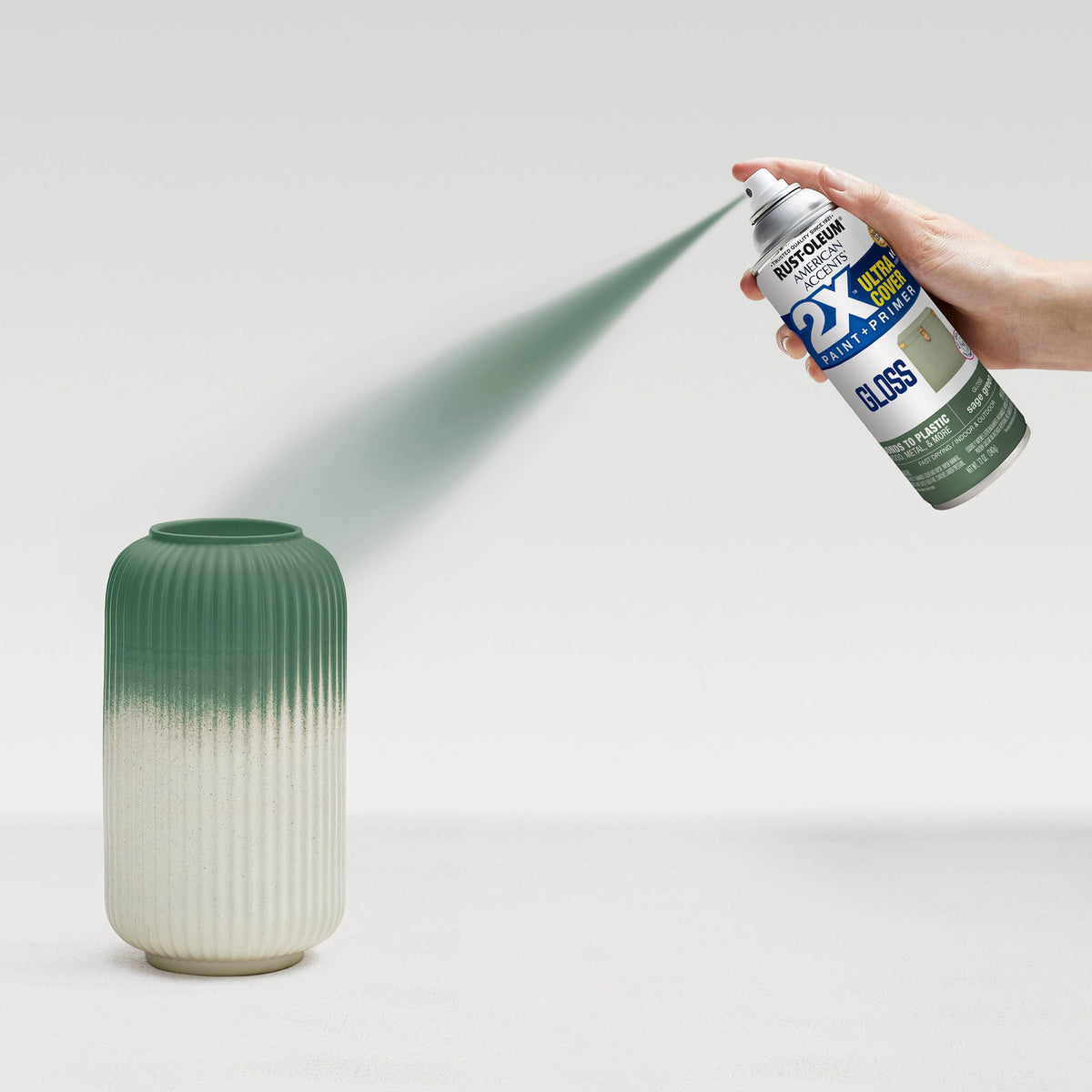(6 pack) Sage Green, Rust-Oleum American Accents 2X Ultra Cover Gloss Spray Paint-376180, 12 oz