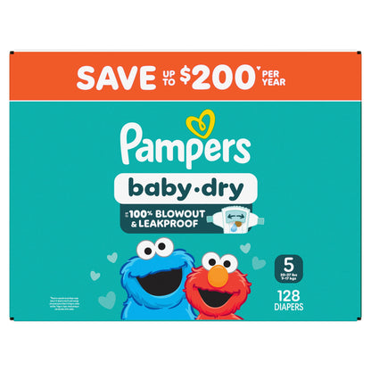 Pampers Baby Dry Diapers Size 5, 128 Count (Select for More Options)
