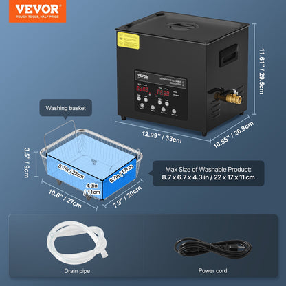 KFFKFF 10L Sonic Cleaning Device, 240W Digital Sonic Cleaning Equipment with Soft Setting & Enhanced Deaeration, 40kHz Commercial Ultrasonic Cleaner with Heating & Timing Function