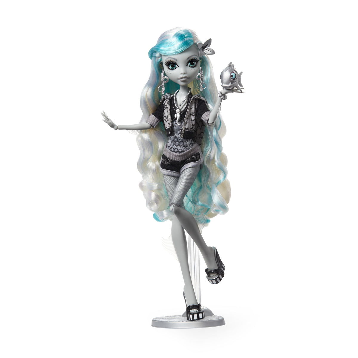 Monster High Reel Drama Lagoona Blue Collector Doll in Black and White, Reproduction with Poster