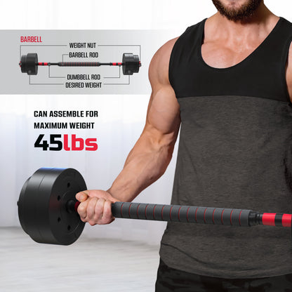 FitRx Smartbell Gym 5-in-1 Adjustable Dumbbell Set & Weight Set for Home Workouts, 45 lbs