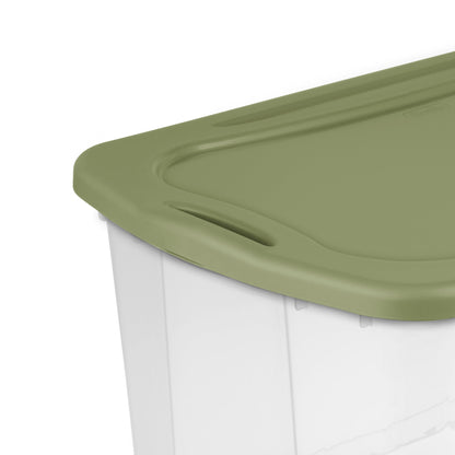 Sterilite Extra Large EZ Carry Storage Bin, 120 Quart Clear Plastic Storage Container with Full-Grip Handles, Green, 4 Pack