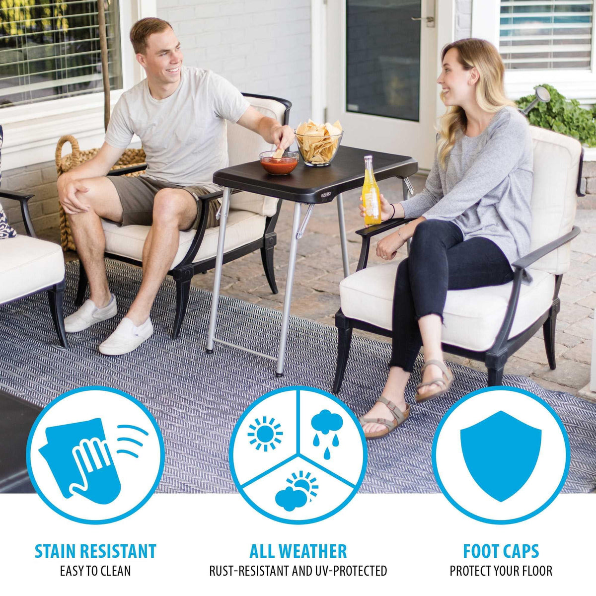 Lifetime 30 inch Personal Rectangle Folding Table, Indoor/Outdoor, Black (80668)