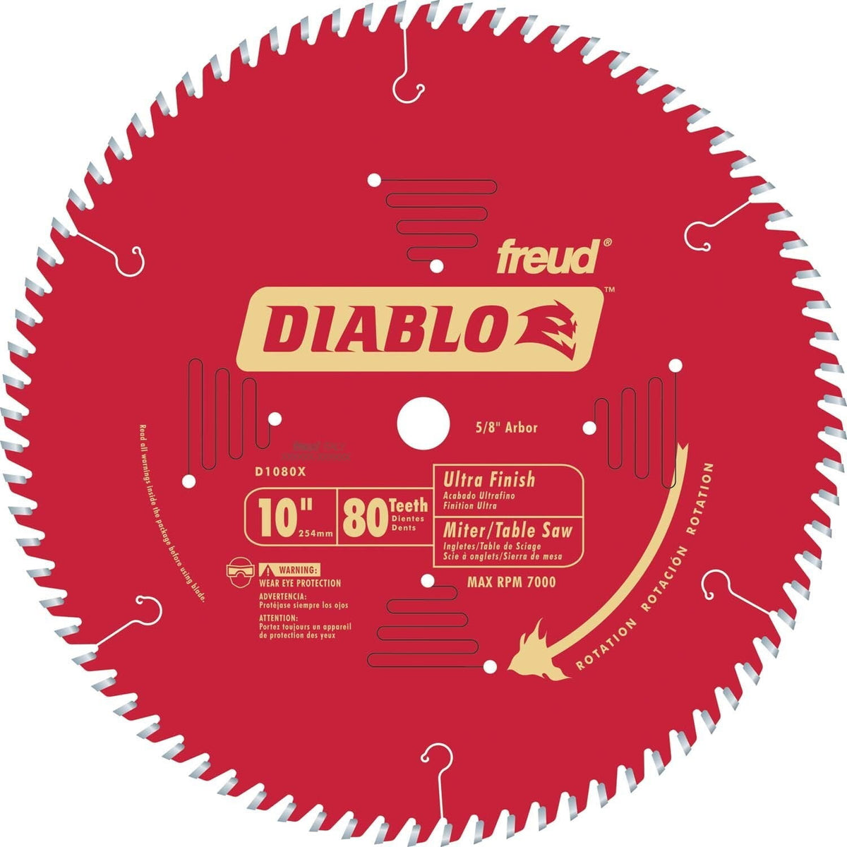 Diablo D1080X 10 80 TPI Ultra Finish Chop/Slide Miter and Table Saw Blade