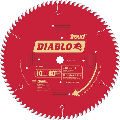 Diablo D1080X 10 80 TPI Ultra Finish Chop/Slide Miter and Table Saw Blade