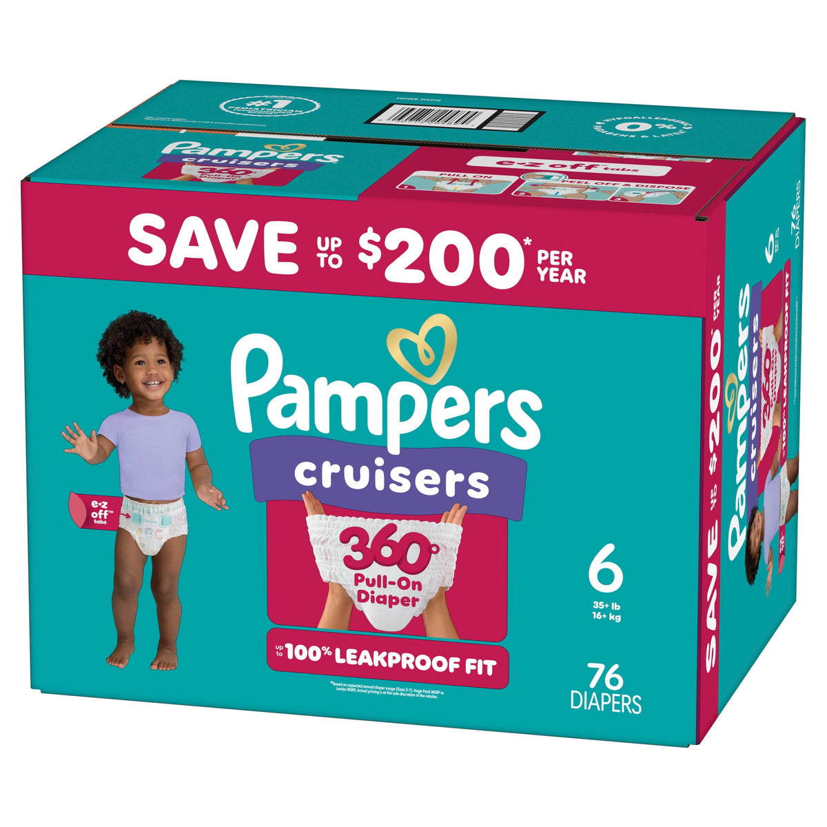 Pampers Cruisers 360 Baby Diapers Size 6, 76 Count (Select for More Options)