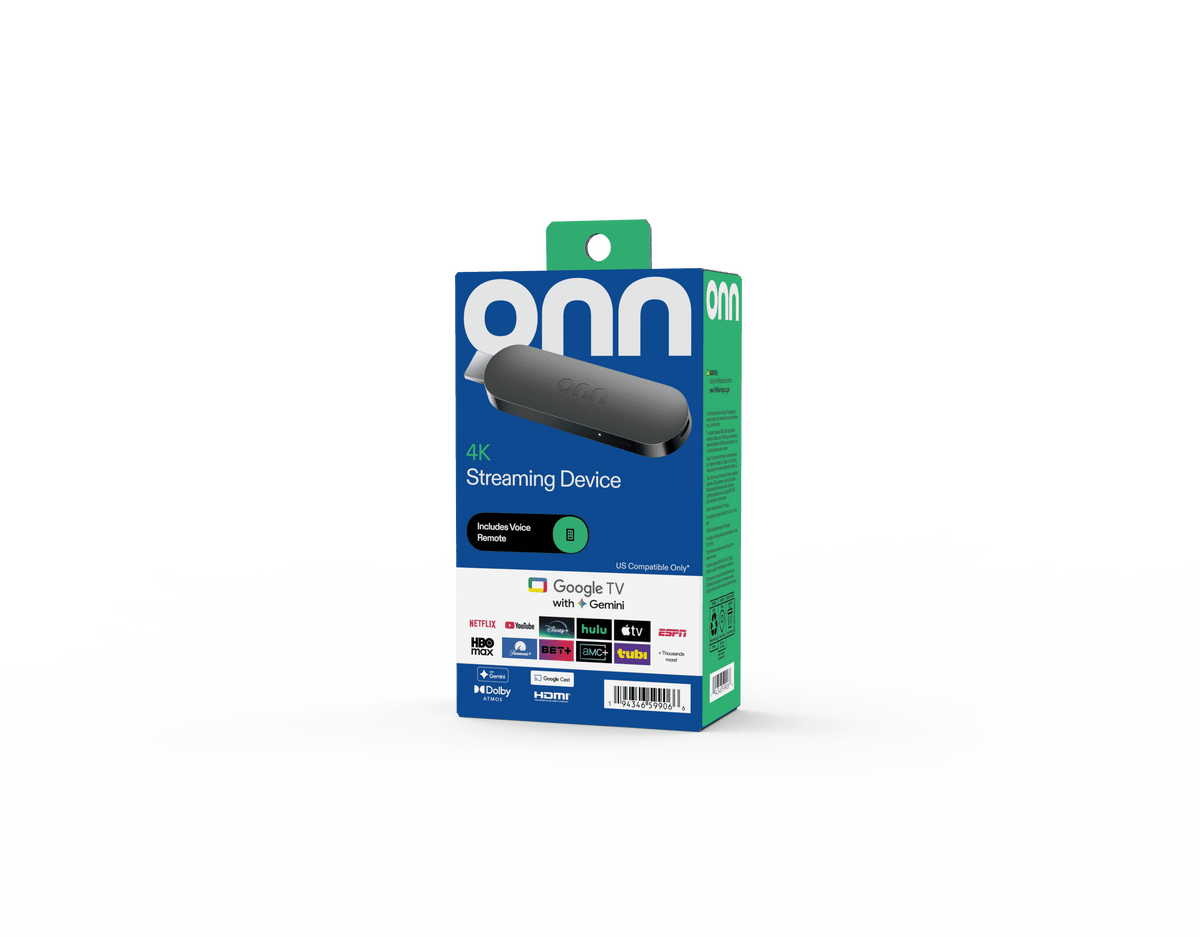 onn 4K Streaming Device, Google TV with Gemini (NEW 2026 Model) - Fast Streaming, Ultra HD, 8GB Storage, 2GB RAM, Remote With Voice Control - U.S. Compatible only