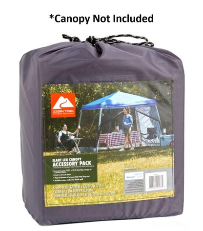 Ozark Trail 10x10 Ft Slant-Leg Canopy Accessory Pack with Screen and Shade, Gray