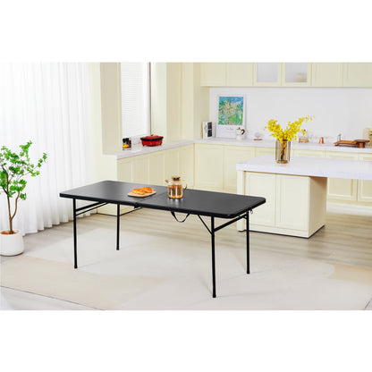Mainstays 6 ft Rectangle Centerfold Folding Table, Black