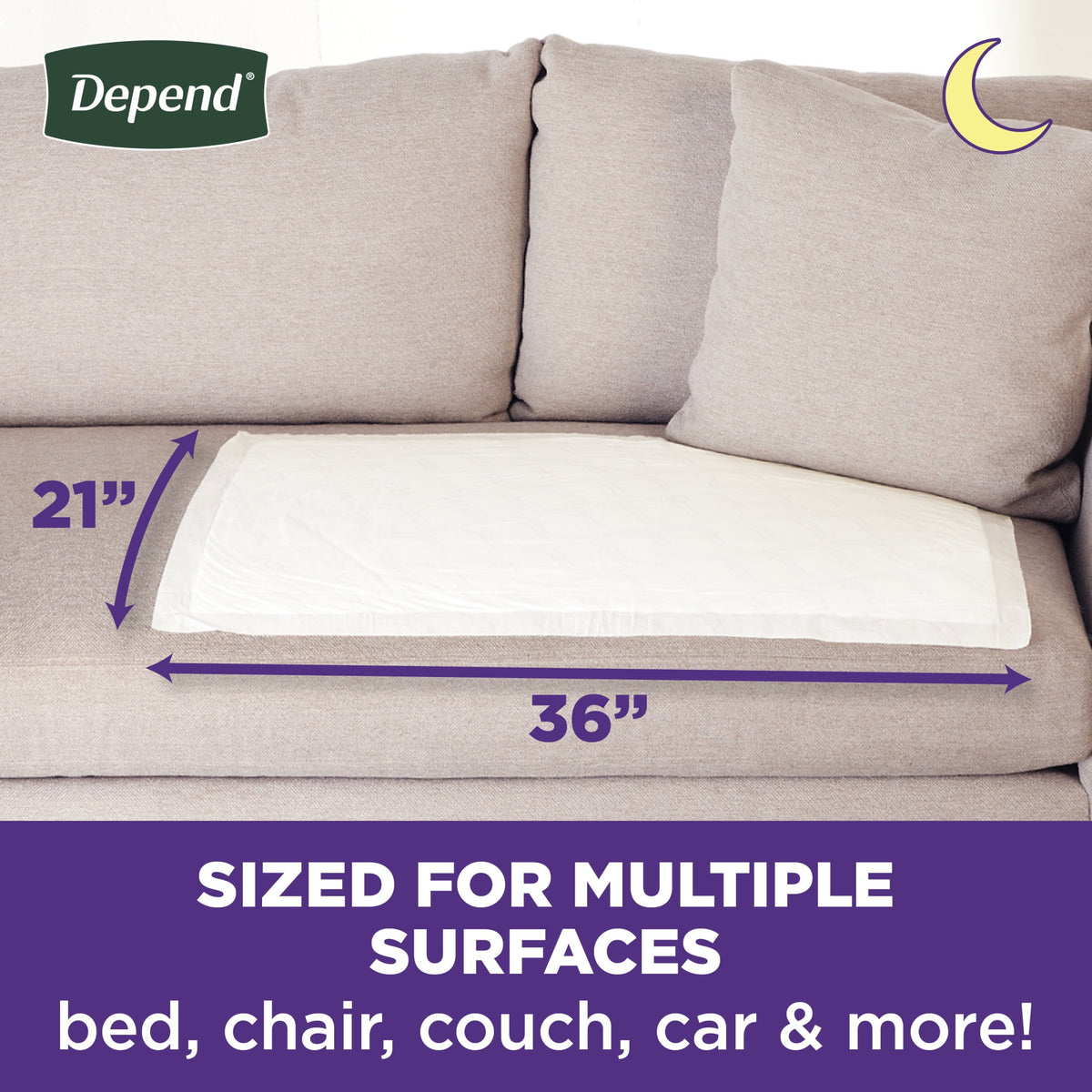 (2 pack) Depend Underpads, Disposable Incontinence Bed Pads for Adults, 36" x 21", 12 Count