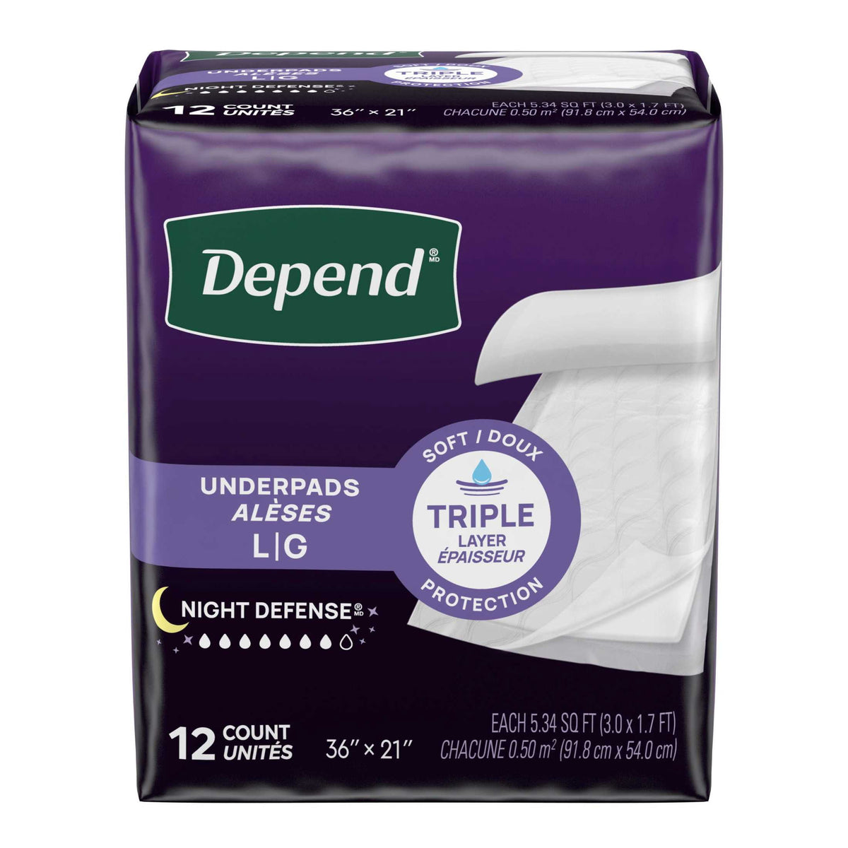 (2 pack) Depend Underpads, Disposable Incontinence Bed Pads for Adults, 36" x 21", 12 Count