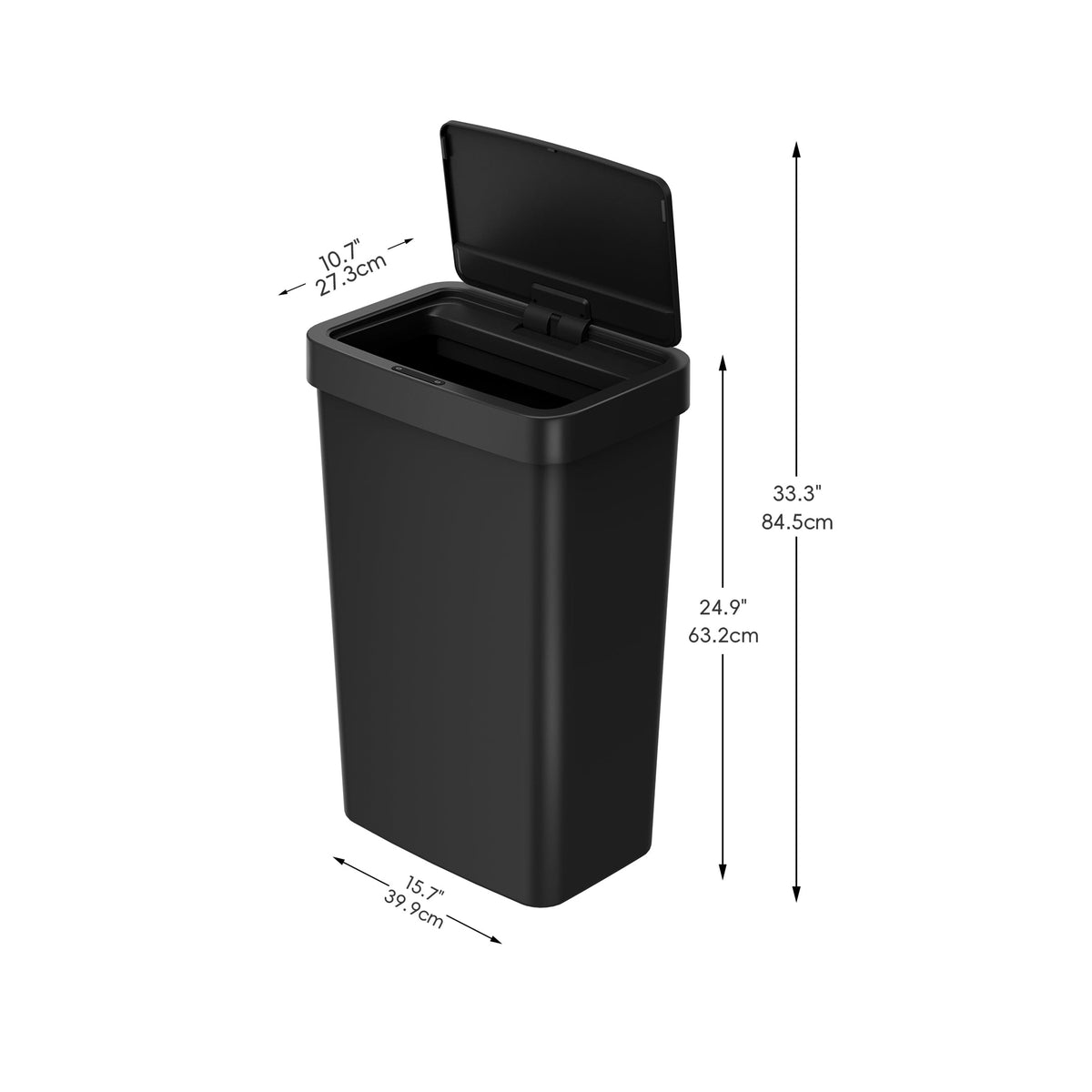 Mainstays Kitchen Motion Sensor Trash Can, 13.2 gal Plastic Automatic Garbage Bin, Black