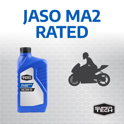 (4 pack) Super Tech Full Synthetic V-Twin Motorcycle Oil, SAE 20W-50, 1 Quart
