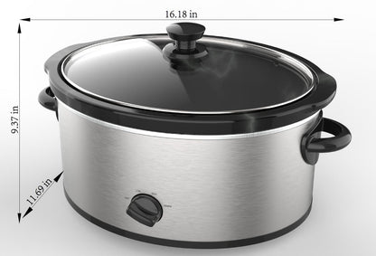 Mainstays 6 Quart Oval Slow Cooker, with Stainless Steel Finish and Glass Lid