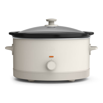 bella 6 Qt Manual Slow Cooker with 3 Temperature Settings, Ceramic Nonstick Coating, Dishwasher Safe Stoneware Pot & Tempered Glass Lid, Oatmilk