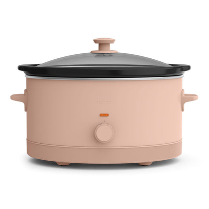 bella 6 Qt Manual Slow Cooker with 3 Temperature Settings, Ceramic Nonstick Coating, Dishwasher Safe Stoneware Pot & Tempered Glass Lid, Oatmilk