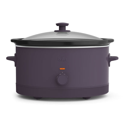 bella 6 Qt Manual Slow Cooker with 3 Temperature Settings, Ceramic Nonstick Coating, Dishwasher Safe Stoneware Pot & Tempered Glass Lid, Oatmilk