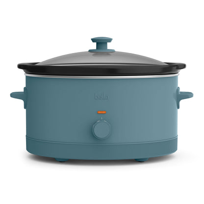 bella 6 Qt Manual Slow Cooker with 3 Temperature Settings, Ceramic Nonstick Coating, Dishwasher Safe Stoneware Pot & Tempered Glass Lid, Oatmilk
