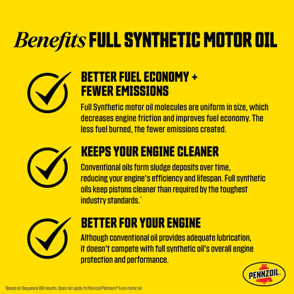 (2 pack) Pennzoil Platinum High Mileage Full Synthetic 10W-30 Motor Oil, 5 Quart