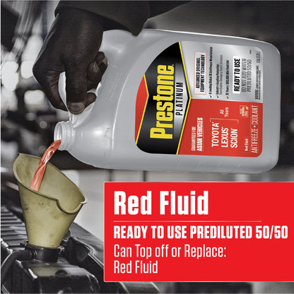 (2 pack) Prestone Platinum Asian Red Antifreeze and Coolant Prediluted 50/50 for Toyota, Lexus & Scion, 1 Gallon