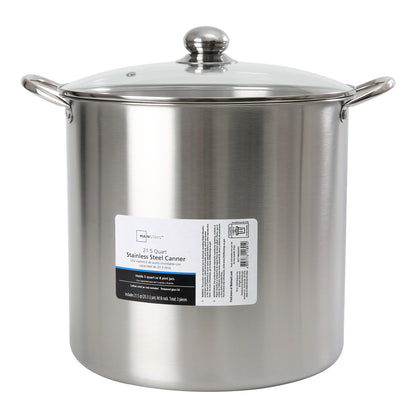 Mainstays 21.5 Quart Stainless Steel Canning Pot with Rack, Dual Water Bath Canner and Steam Canner
