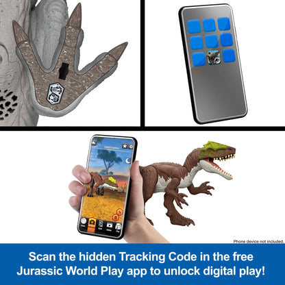 Jurassic World Rebirth Tail Thrasher Spinosaurus Action Figure, Dinosaur Toy with 2 Attack Moves