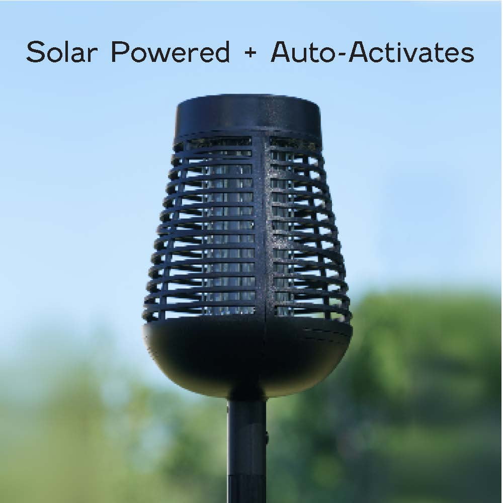 PIC Solar Insect Killer Torch with LED Flame Effect, Black Torch, Area Bug Zapper