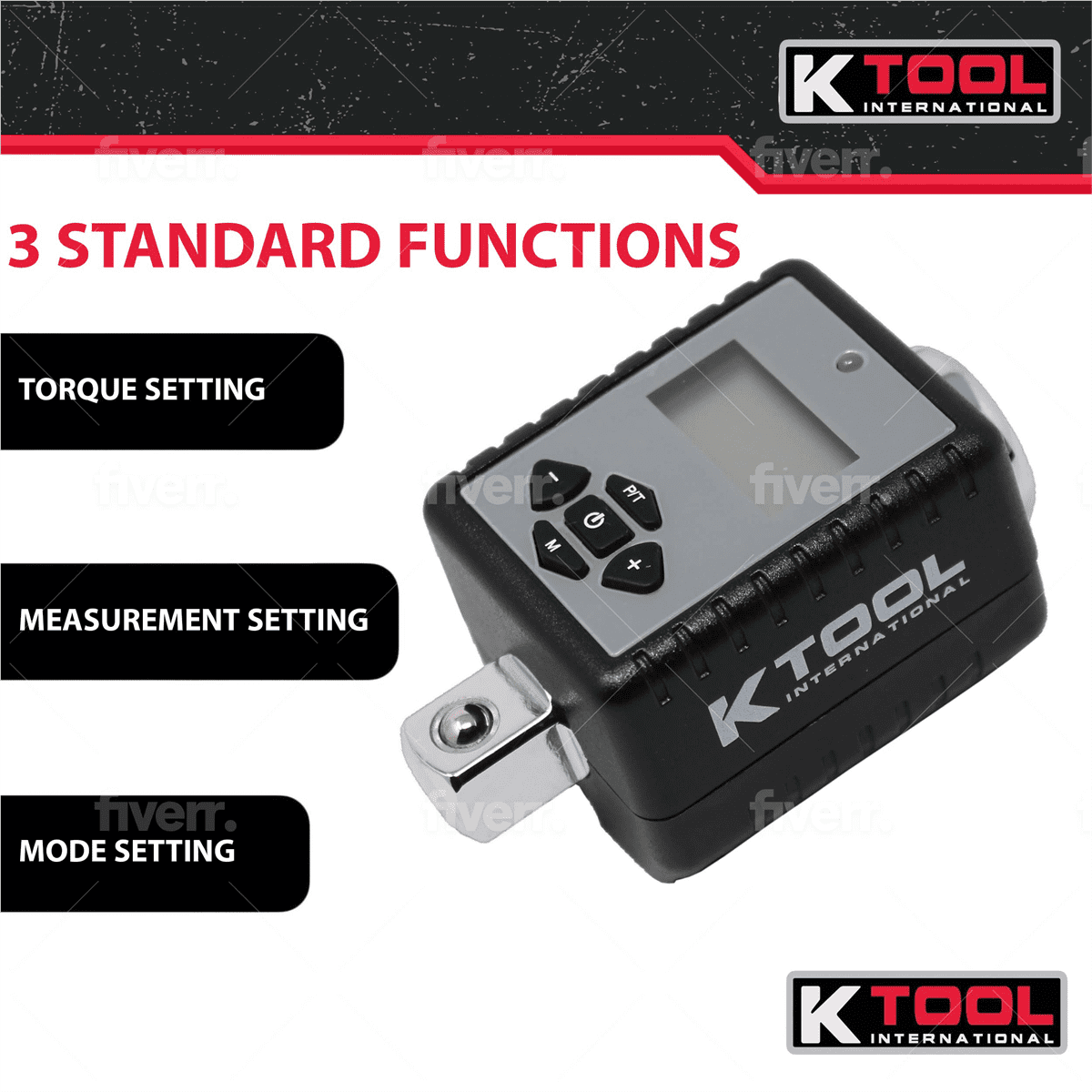 K Tool International 72138 Digital Torque Adapter 1/2 Drive 29.5 to 147.5 ft lbs