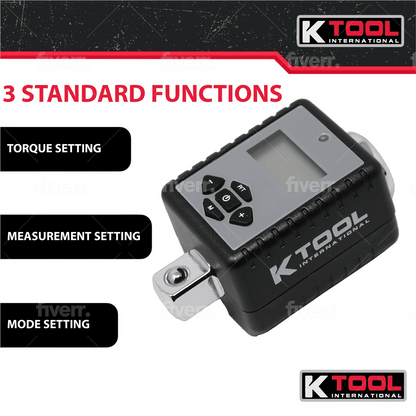 K Tool International 72138 Digital Torque Adapter 1/2 Drive 29.5 to 147.5 ft lbs