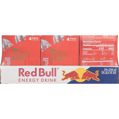 Red Bull Red Edition Watermelon Energy Drink, 8.4 fl. oz., 6 Packs of 4 Cans